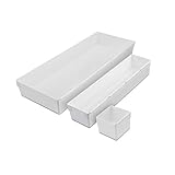 Rubbermaid Drawer Organizer Containers, Modular and Customizable, 3-Piece Kitchen Organizer Set, White