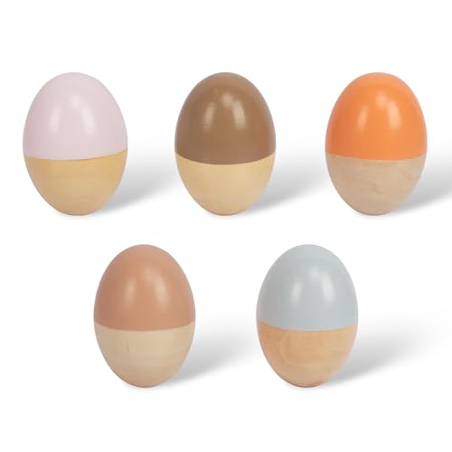 5 Pcs Wooden Baby Egg Shakers Hand Musical Maracas Percussion Instruments for Toddlers Kids