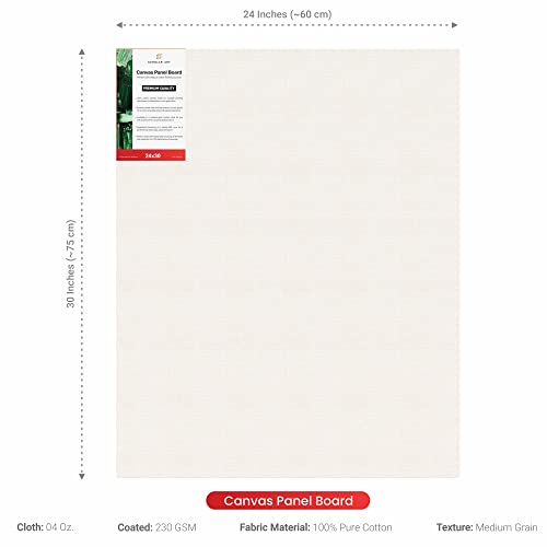 Image of Scholar Art Hobby Series 04 Oz (230 GSM) 100% Cotton Canvas Panel Board for Painting (White Blank Canvas Boards for Acrylic Paint, Oil Paint, Wet & Dry Media) | 24 inchx30 inch (60x75 cm), Pack of 6