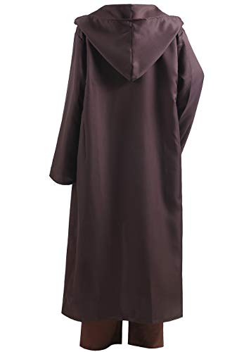 ALIZIWAY Unisex Tunic Jedi Costume OBI Wan Kenobi Halloween Cosplay Hooded Robe Cloak for Adults Y056XL - Thumbnail 3
