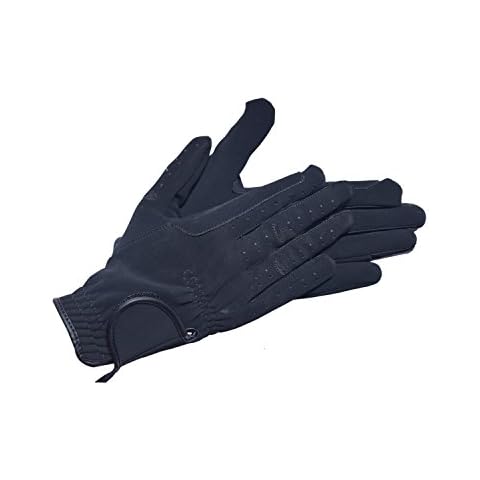 Riders Trend Nubuck Suede Horse Equestrian Riding Gloves - Black, Small Cover