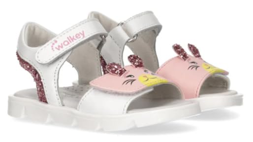Sandale Velcro Walkey rose et blanc ajustement facile et semelle souple pour enfant