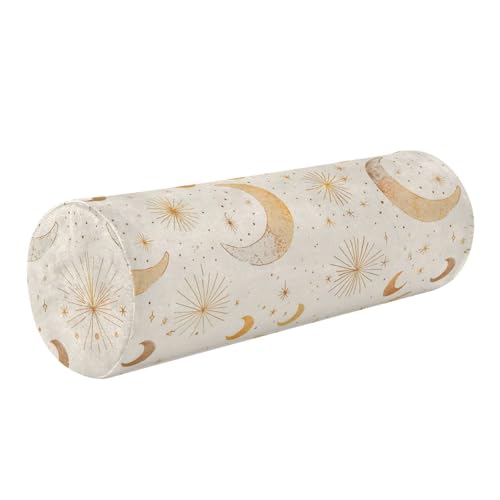miaozhen Gold Moon Star Sparkling Pillow Cylinder Decorative Bolster Pillow for Bed cojines para sala 5.5''x17''