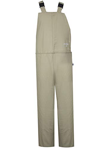 National Safety Apparel C45HKHKECLG32 ArcGuard Economy HRC 4 Arc Flash Bib Overall, Large, Khaki #1