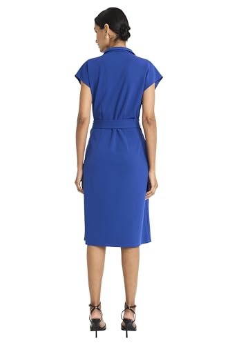 Maggy London Women's Midi Length Cap Sleeve Shirt Pockets-Self Tie Belt-Business Casual Work Dress3