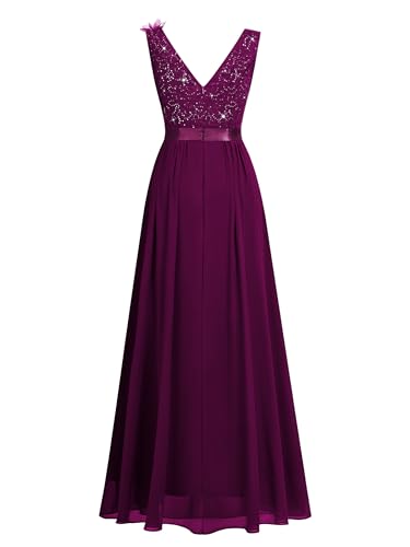 Image of Miusol Women's Vintage V-Neck Sequined Split Formal Evening Maxi Dress