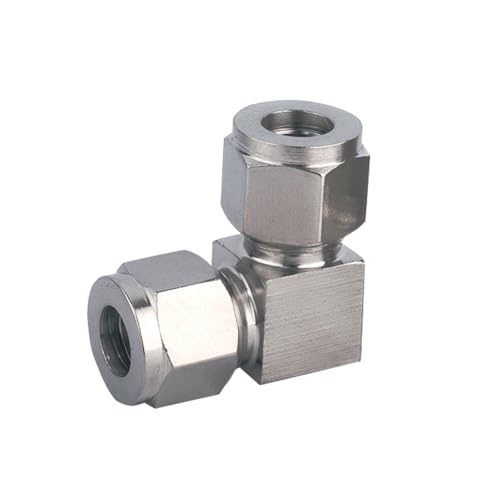 TopHomer 304 Stainless Steel 90° Elbow Two-Way Fitting, Ideal for Plumbing and Industrial Use (Available in 10 Models: Φ3-Φ1/2) 【Φ8-Φ8】