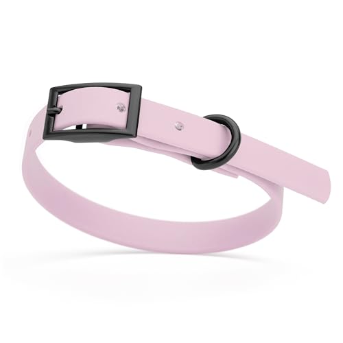 Image of Dogline Biothane Waterproof Dog Collar Strong Coated Nylon Webbing with Black Hardware Odor- Proof for Easy Care Easy to Clean High Performance Fits Small Medium or Large Dogs, Pastel Purple