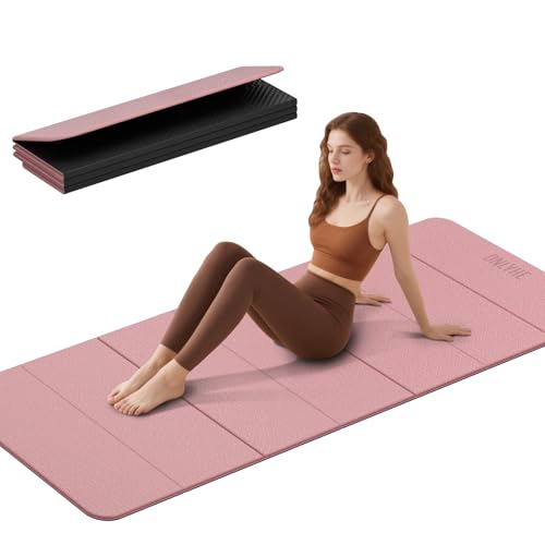 Foldable Yoga Mat 75″x31.5″x0.24″ – Extra Large Lightweight TPE Exercise Mat, Double Non-Slip for Pilates, Home Workouts & Outdoor Use