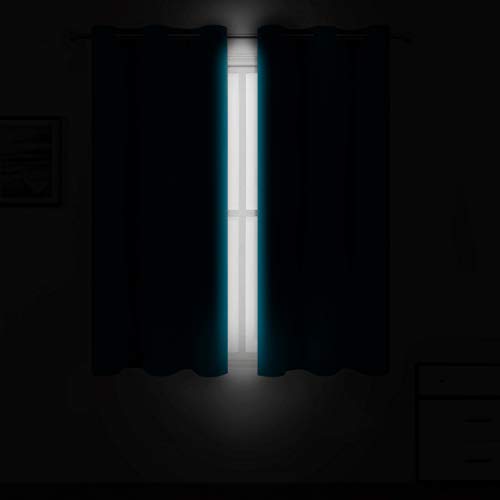 Image of LEMOMO Teal Blackout Curtains 34 x 84 Inch Length /Set of 2 Curtain Panels /Thermal Insulated Room Darkening Blackout Curtains for Bedroom