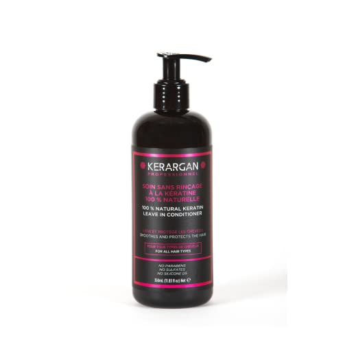 Kerargan - Soins sans Rincage à la Kératine pour fortifier, hydrater et nourrir - Pour cheveu sec - Sans sulfate, paraben et silicone - 350 ml