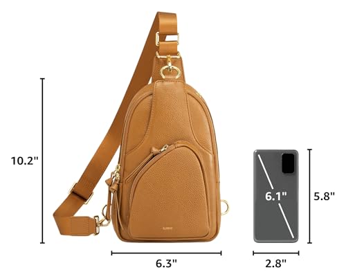 Image of Kattee Sling Bag for Women, Leather Fanny Packs Crossbody Purse, Small Chest Bag with RFID Blocking, Brown