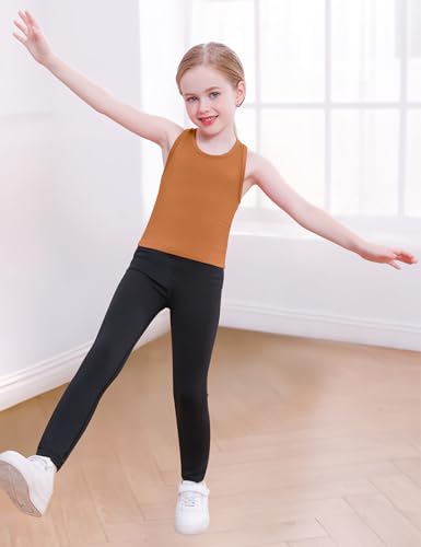Gnainach Girls Sleeveless Tank Tops High Neck Cropped Tanks Basic Racerback Dance Top for Kids Teen Gymnastics 4-14Y4