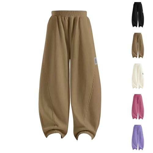 Girls Corduroy Pants Loose Elastic Waist Outdoor Hiking Joggers Kids Barrel Pants Pull on Solid Trousers 3-14 Years2