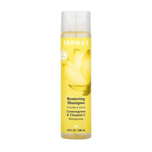 DERMA E Restoring Shampoo for Volume and Shine â€“ Sulfate Free Volumizing Shampoo with Lemongrass and Vitamin E â€“ Restoring Color Care Shampoo, 10 oz