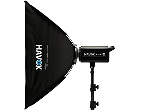 HAVOX SL-150XS – Softbox luz continua 150 W Photo Video 5600 K – CRI97+ / TLCI97+ / Fijación Bowens – Iluminación de estudio fotográfico profesional con pantalla digital