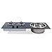 Gas Camping Stove, 2 Burners Gas Stove Hob Stainless Steel Gas Sink Combo RV Cooktop Stove Burner with Tempered Glass Lid for Boat, RV, Camper, Caravan, Outdoor, Apartments (790 * 340 * 130mm)