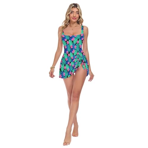 Maillot de bain une pièce à col carré pour femme à imprimé fleur