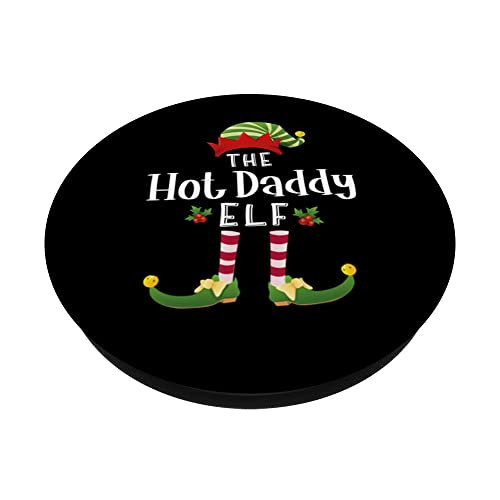 Hot Daddy Christmas Elf Matching Pajama X-Mas Party PopSockets Swappable PopGrip, Black - Image 2