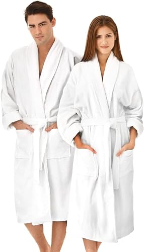 Bath Robe SOFT cotton terry fabric of our unisex bathrobr men and women. 2 IN PACK One size fits most (Large)