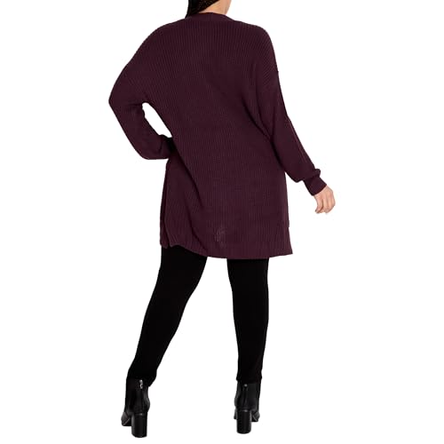 Image of Avenue Women's Plus Size Boyfriend Rib Knit Open Front Cardigan