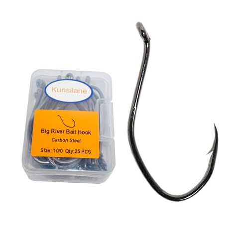 Catfish Hooks Big River Bait Hooks 25Pcs,Live Bait Fishing Hook for Saltwater Freshwater,Catfishing...