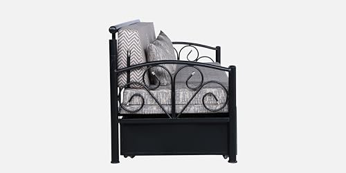 Image of 3 Seater Metal Sofa Cum Bed with Hydraulic Storage | Sofa Set for Living Room, Bedroom, Guest Room| Single Size Convertible Sofa Bed | Comfortable Seating Sofa MultiGrey & Black