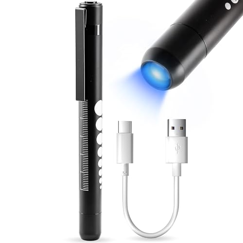 Jeemiter Cobalt Blue LED Professional Medical Penlight PenLite with Metal Clip for Ophthalmologists Doctors Nurses and Eye Examiner