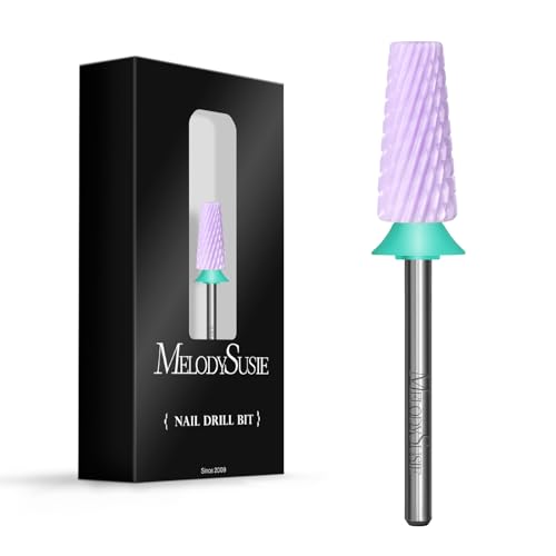 Image of MelodySusie 5 in 1 Nail Drill Bits, 3 /32'' Ceramic Cross Cut Bits, Suitable for Manicure Pedicure Cuticle Gel Polishing, Pink, Series Bit-M, Coarse, Purple