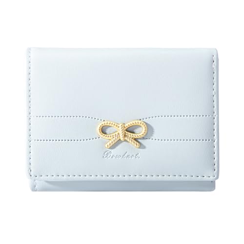 Modacarry Small Wallet Coquette Bow Wallet for Girls Cute Wallet ID Credit Card Holder for Women, BLUE, Minimalist