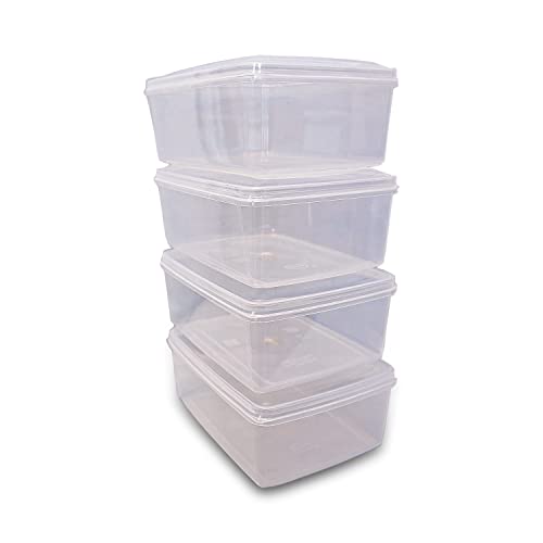 Image of Sthavir Premium Rectangle Plastic Storage Boxes, Transparent Containers, Medium Boxes for Jewellery /Medicines /Stationery /Cosmetics / Accessories (LXBXH- 22 x 17 x 9 cm) (Pack of 4)(Size No. - 5)