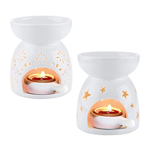 2 Pzs Quemadores Aceite Cerámica, Quemadores De Aceites Esenciales, Luz De Velas De Aromaterapia, Lámpara De Incienso, Estufa De Aceite Esencial Usado Para Spa De Yoga, Oficina, Casa, Dormitorio, Sala Cover