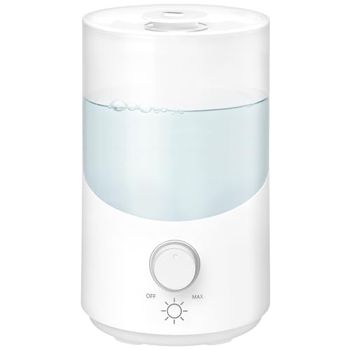 Cool Mist Humidifier for Bedroom, 3L Top Fill Ultrasonic Air Humidifier with Adjustable Knob Control, Quiet Operation, Auto Shut-Off, BPA-Free for Home, Baby, Office, Plants