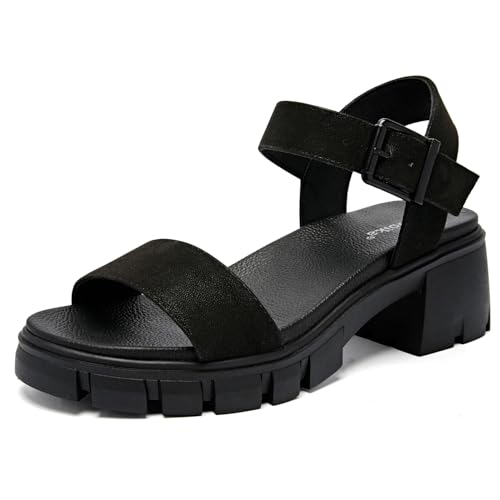 Image of Luoika Women's Wide Width Block Heel Open Toe Sandals