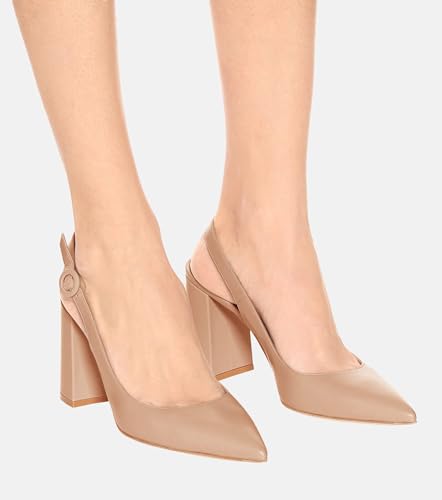 Women's Pointed Toe Block Heel Pumps Slingback Chunky Heel Slip On Work Party Dress Shoes - Image 3