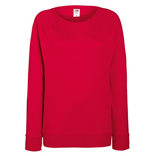 Fruit of the Loom Lady-Fit Lightweight Raglan Sweat, rot, S