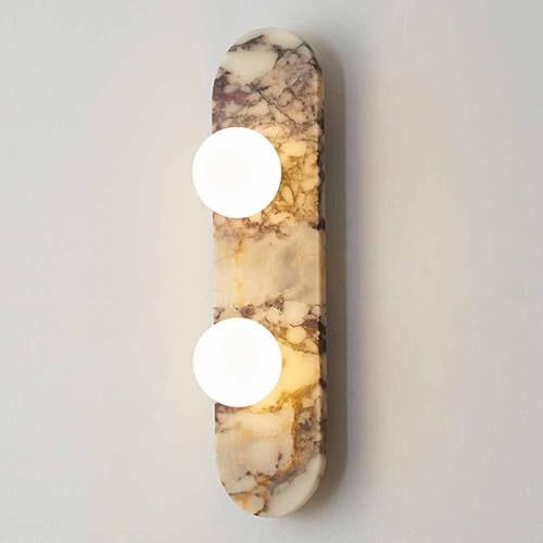Aplique de pared de dos luces en alabastro y cristal con soporte ovalado 2