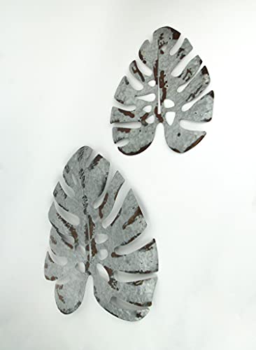 Zeckos Galvanized Metal Monstera Leaf Wall Decor #TOP25
