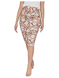 MakeMeChic Women's Floral Print Pencil Skirt High Waisted Bodycon Skinny Fit Summer Midi Skirts Multicolor X-Large