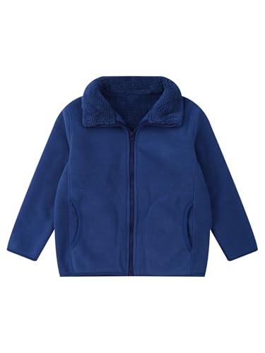 Kids Boys Girls Warm Fleece Sweatshirt Solid Color Long Sleeve Stand Collar Zipper Jacket with Pockets4
