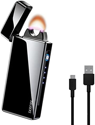 SKRFIRE Windproof Pulsed Flame Electric Lighter Plasma-Flame Arc Rechargeable USB Lighters Multi-Function Flame Lighters with Battery Indicator (Black)