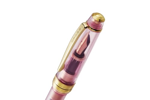 Image of Cross Bailey Light Luxury Fountain Pen in Translucent Pink Sapphire Resin, Designed with an Extra-Fine Precision Nib for Effortless Writing Comfort