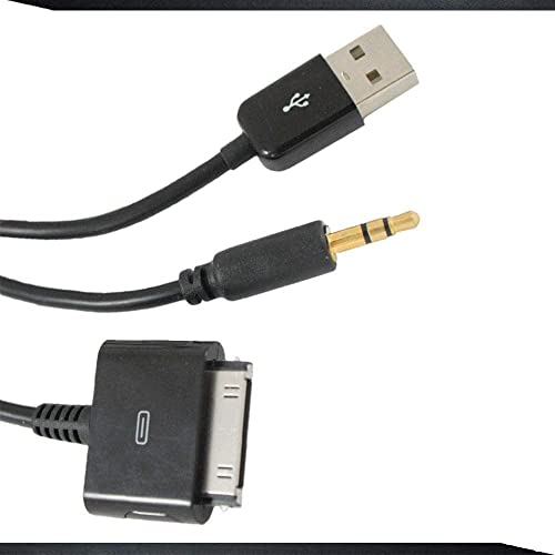 MEETOZ 30 Pin to AUX USB, Dock Connector to 3.5mm Jack Audio AUX-in Car Stereo Auxiliary Cable, Black - Image 3
