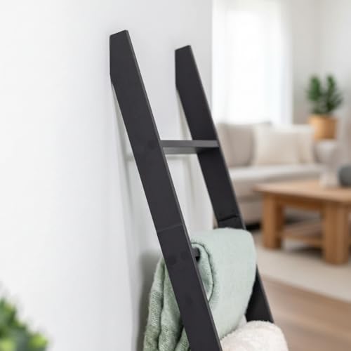 Image of Blanket Ladder for the Living Room and Bedroom, Quilt Rack, 6-Tier, Black