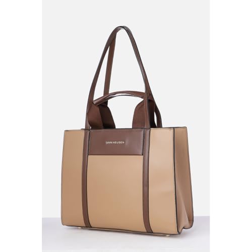 Image of Van Heusen Women's Tote Bag| Brown Contrast Lining | Fits Upto 13 Inch Laptop | Office Bag for Work