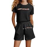Generisch Jogging Bekleidungsset Kinder Mädchen Trainingsanzug 2 tlg Sportanzug Freizeitanzug (Shirt + Hose) Training Laufen Fußball Basketball Yoga