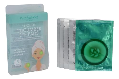 CALA Cooling Cucumber Under Eye Patches, Pre-Moistened Eye Pads with Cucumber Extract, Hyaluronic Acid, Aloe & Vitamin E, 5 Pairs, 10-20 Min Depuffing Eye Treatment