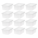 IRIS USA 12-Pack Storage Bins with Lids, 15 Quart, Shoe Boxes Clear Stackable Containers Organize Shoes Closet Shelves, Organization Teacher Tools, Game Storage - BPA-Free Plastic