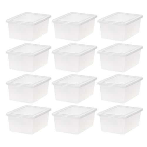 IRIS USA 12-Pack 15 Qt Storage Bins with Lids, Clear, Stackable