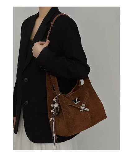 Suede Matte Leather Bucket Bag Handbag Hobo Totes Shoulder Crossbody Bag Commuter Lock Sling Satchel Luxury Elegant3